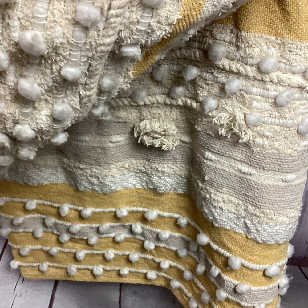C&C California Yellow Cream Plush Decorative Throw